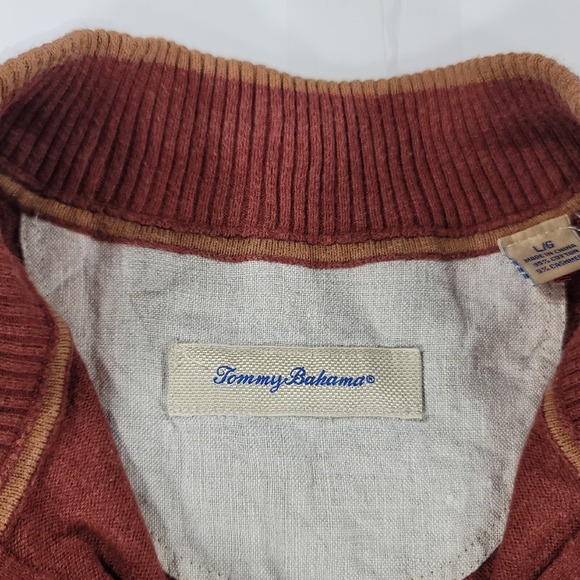 Tommy Bahama 1/4 Zip Pullover Sweater Mens L Orange Cotton Cashmere Long Sleeve - Picture 5 of 9